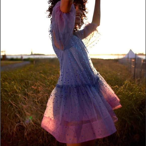 NWT Cynthia Rowley Rhinestone Tallulah Ombré Organza Maxi Dress Size Small - Picture 2 of 16